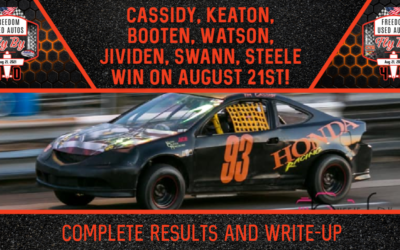 Cassidy, Keaton, Booten, Watson, Jividen, Swann, Steele win on August 21st!