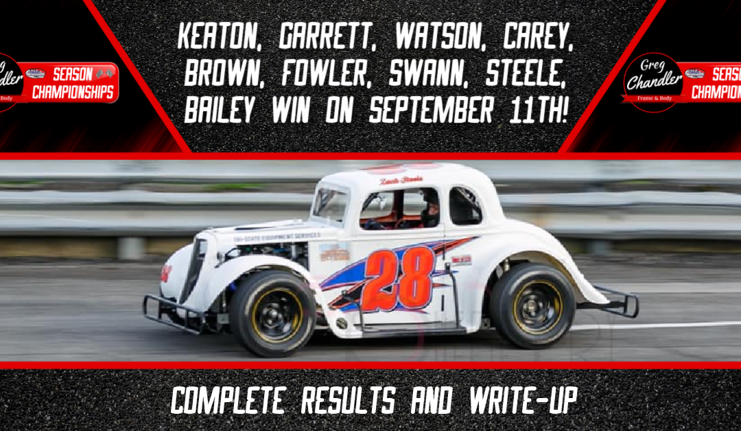 Keaton, Garrett, Watson, Carey, Brown, Fowler, Swann, Steele, Bailey win on September 11th!