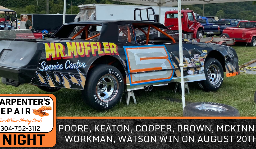 Poore, Keaton, Cooper, Brown, McKinney, Workman, Watson win on August 20th!