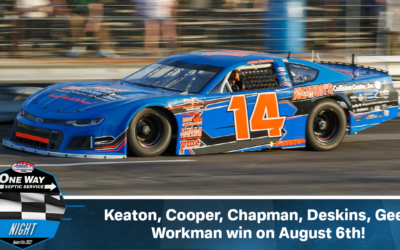 Keaton, Cooper, Chapman, Deskins, Geer, Workman win on August 6th!