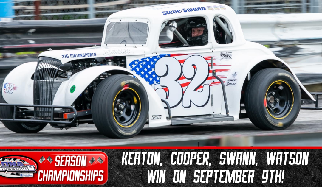 Keaton, Cooper, Swann, Watson win on September 9th!