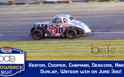 Keaton, Cooper, Chapman, Deskins, Martin, Dunlap, Watson win on June 3rd!