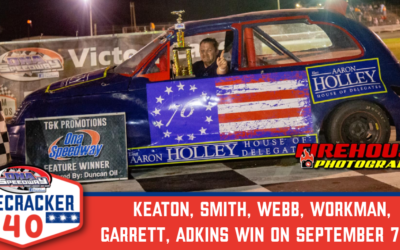 Keaton, Smith, Webb, Workman, Garrett, Adkins win on September 7th!