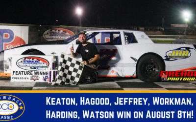 Keaton, Hagood, Jeffrey, Workman, Harding, Watson win on August 8th!