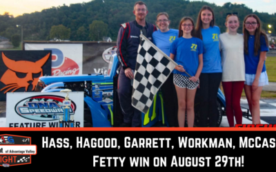 Hass, Hagood, Garrett, Workman, McCaslin, Fetty win on August 29th!
