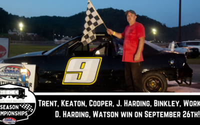 Trent, Keaton, Cooper, J. Harding, Binkley, Workman, D. Harding, Watson win on September 26th!