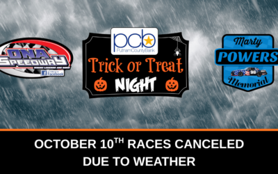 October 10th Races Canceled Due to Weather